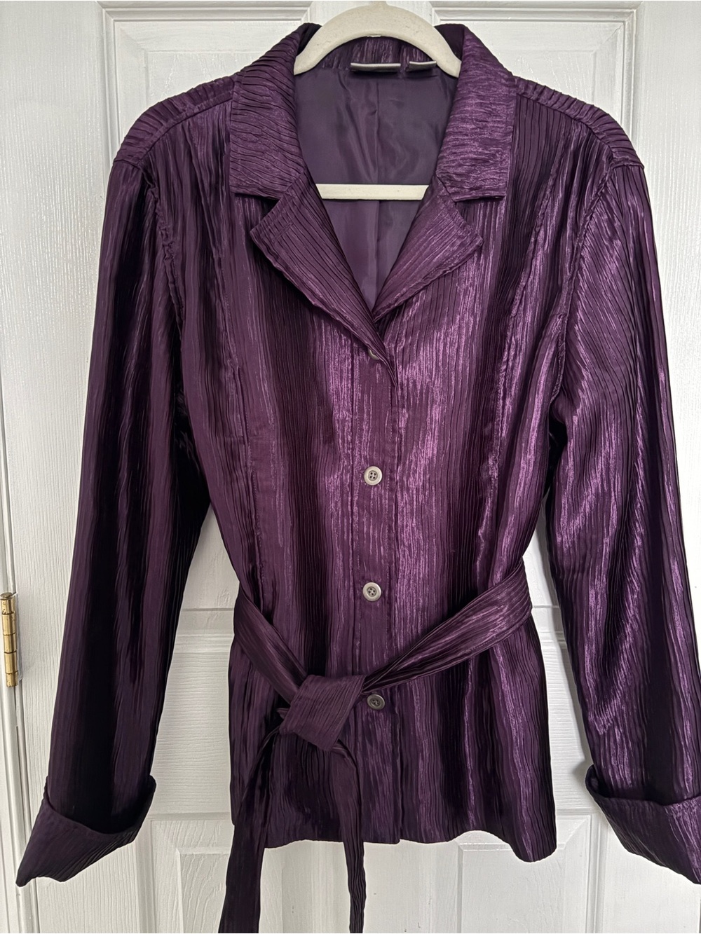 Chico's Deep Plum Shimmery Belted Blazer #409
